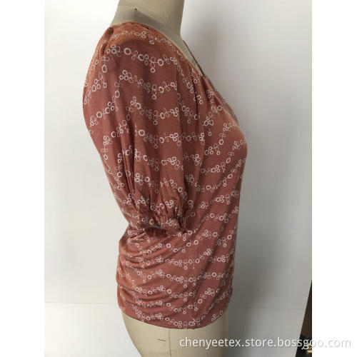 Round neck checked with short sleeves